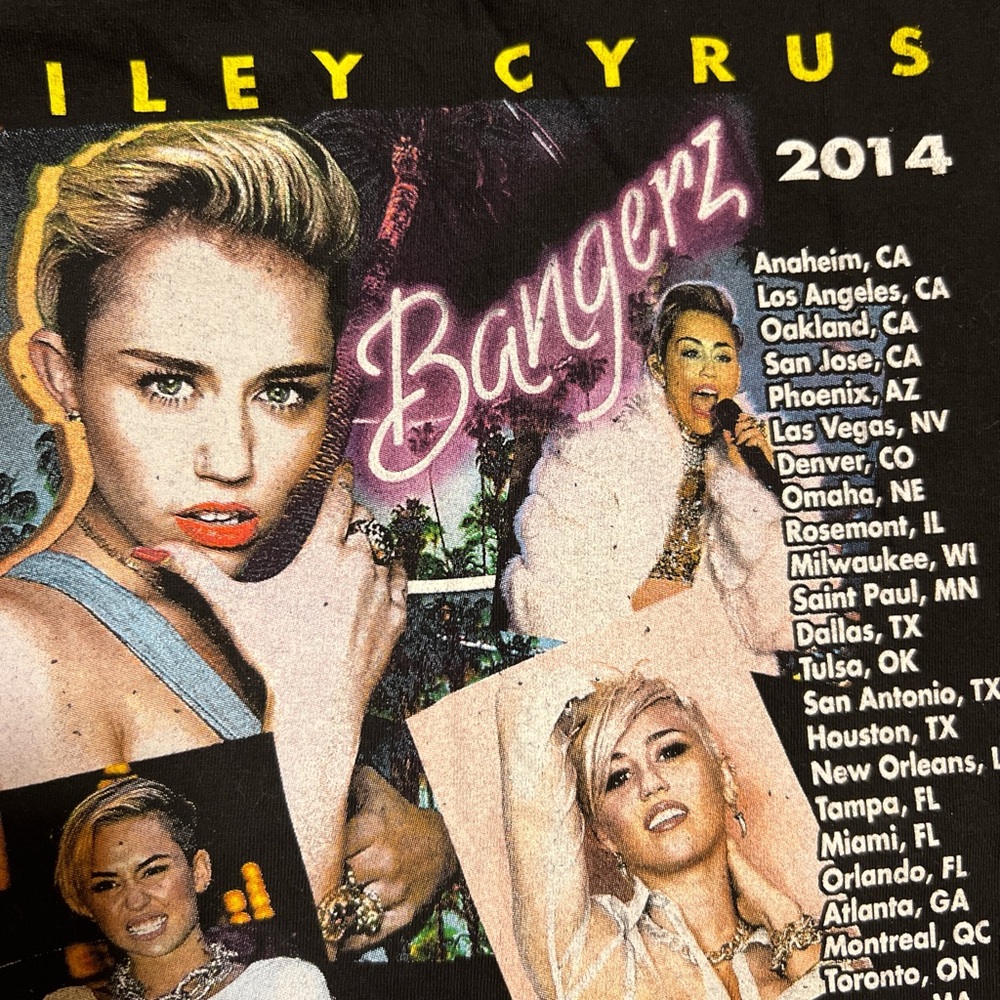 Miley Cyrus Bangerz 2014 Tour Full Front and Back Graphic Black T-Shirt - Picture 6 of 8